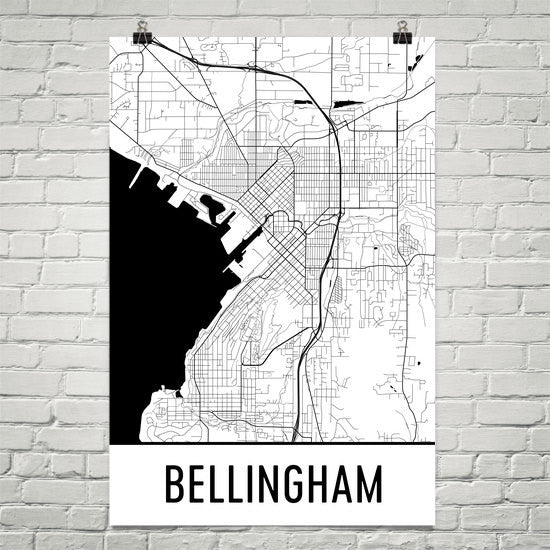 Bellingham WA Street Map Poster White