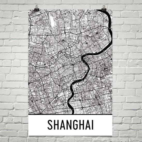 Shanghai Street Map Poster White
