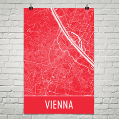 Vienna Austria Street Map Poster Red
