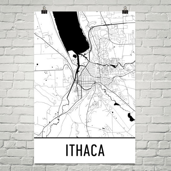 Ithaca NY Street Map Poster White