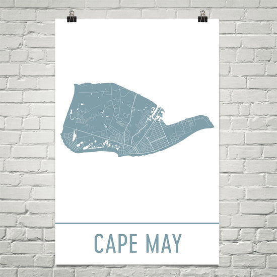 Cape May NJ Street Map Poster White