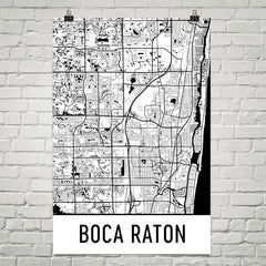 Boca Raton FL Street Map Poster Red