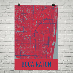 Boca Raton FL Street Map Poster Blue