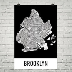 Brooklyn NY Street Map Poster Black Text