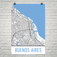 Buenos Aires Street Map Poster Blue