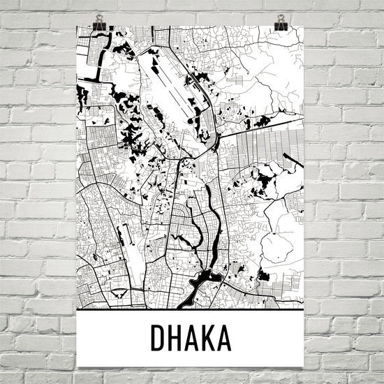 Dhaka Street Map Poster White