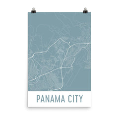 Panama City Street Map Poster Blue