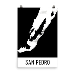 San Pedro Belize Street Map Poster Blue