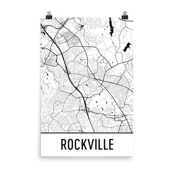 Rockville Maryland Street Map Poster White