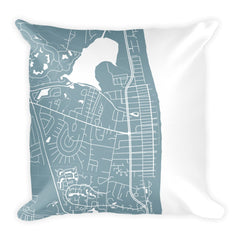 Bethany Beach black and white throw pillow with city map print 18x18