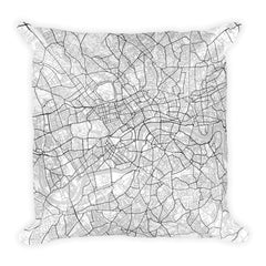 London black and white throw pillow with city map print 18x18