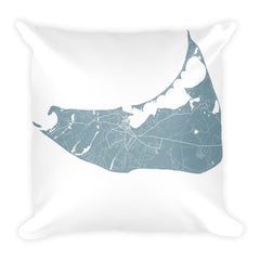 Nantucket black and white throw pillow with city map print 18x18