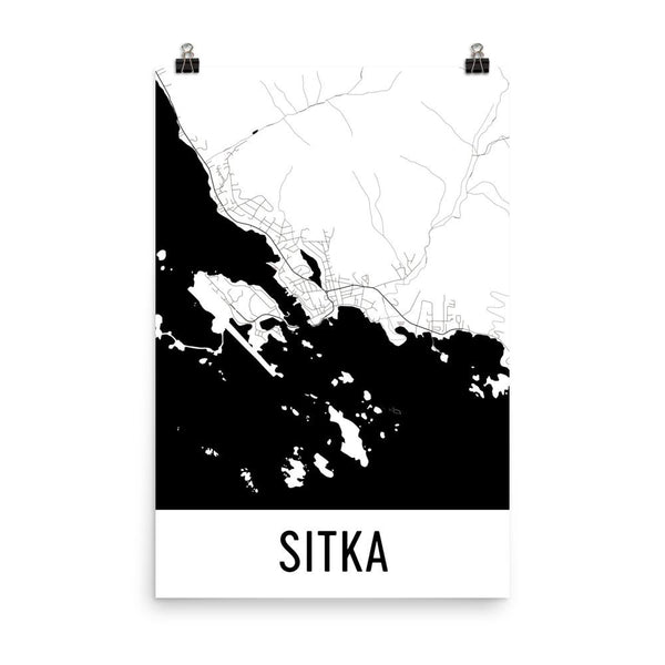 Sitka Alaska Street Map Poster White