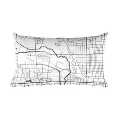 Ames black and white throw pillow with city map print 12x20