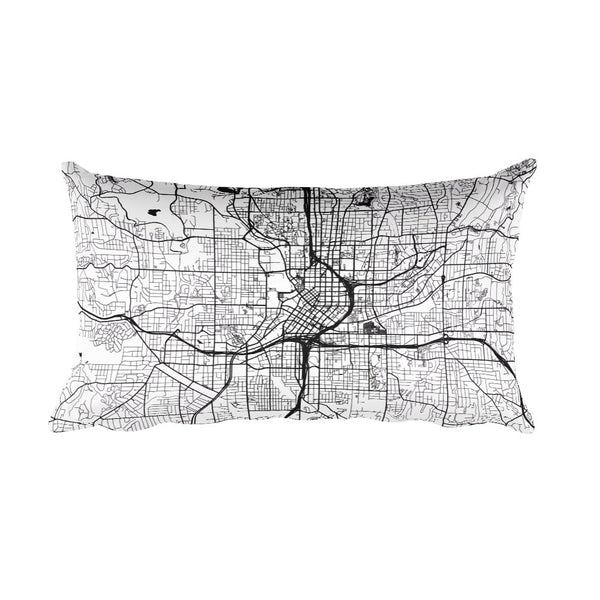 Atlanta black and white throw pillow with city map print 12x20
