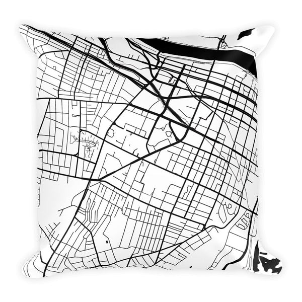 Augusta Map Black and White Throw Pillow by Modern Map Art