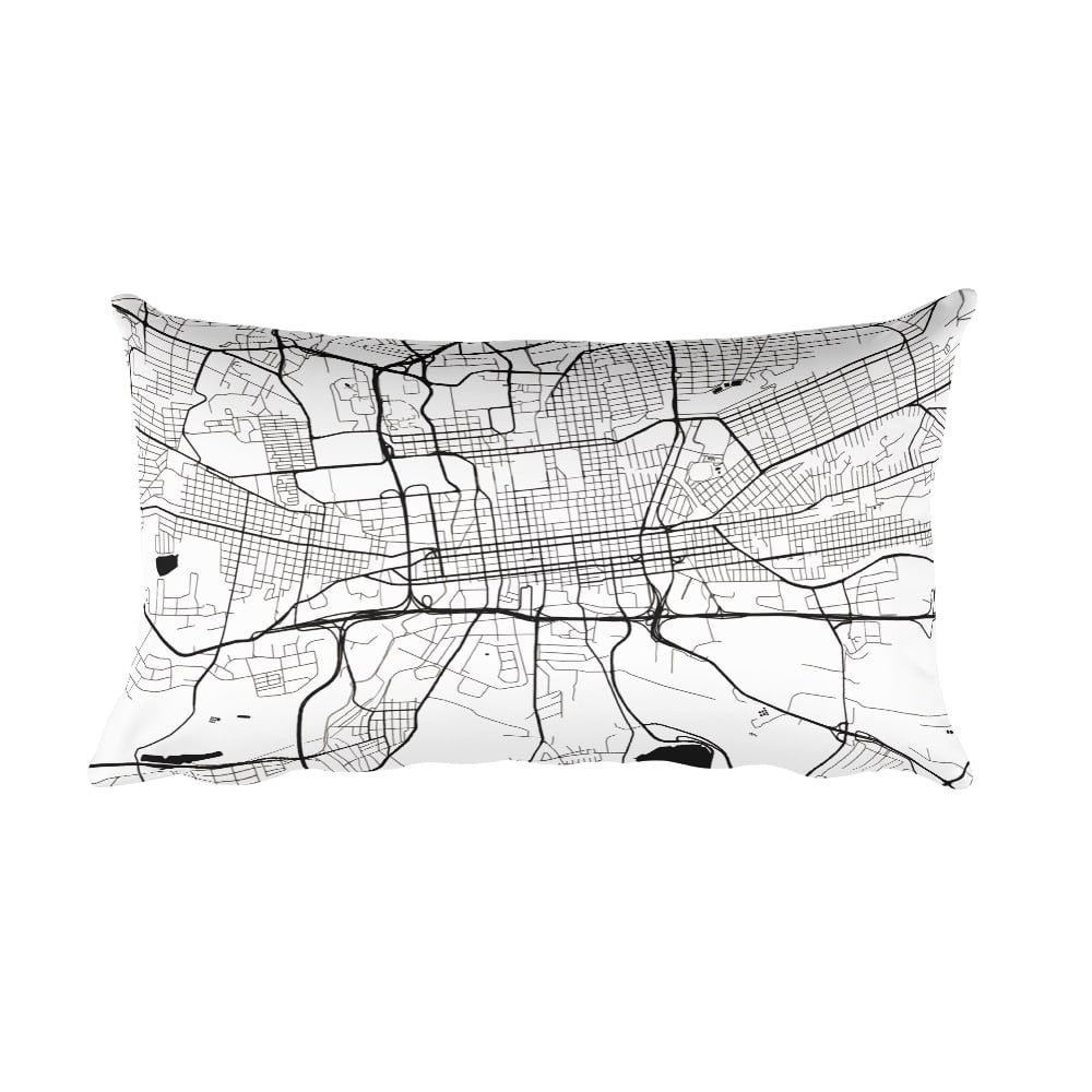 Johannesburg black and white throw pillow with city map print 12x20