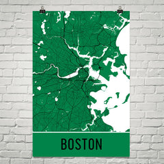 Boston MA Street Map Poster Blue
