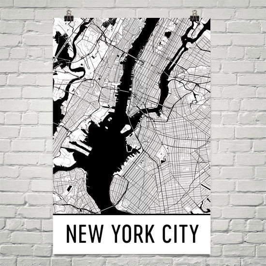New York City NY Street Map Poster White