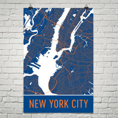 New York City NY Street Map Poster Orange