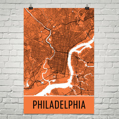 Philadelphia PA Street Map Poster Black