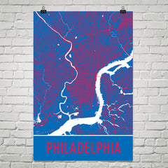 Philadelphia PA Street Map Poster Blue