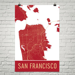 San Francisco CA Street Map Poster Orange