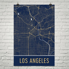 Los Angeles CA Street Map Poster Red