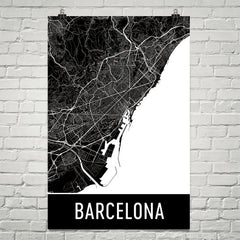 Barcelona Spain Street Map Poster Red