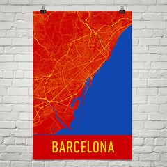 Barcelona Spain Street Map Poster Black