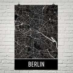 Berlin Germany Street Map Poster Black and Red