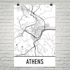Athens Ohio Street Map Poster Black