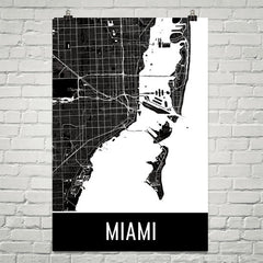 Miami FL Street Map Poster Teal