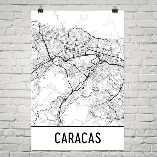 Caracas Street Map Poster White