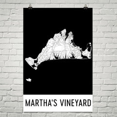 Martha's Vineyard Street Map Poster Black
