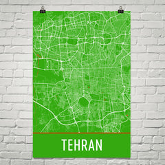 Tehran Street Map Poster Green