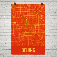 Beijing China Street Map Poster Red
