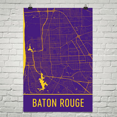 Baton Rouge LA Street Map Poster Purple