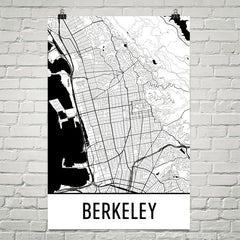 Berkeley CA Street Map Poster White