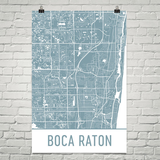 Boca Raton FL Street Map Poster White