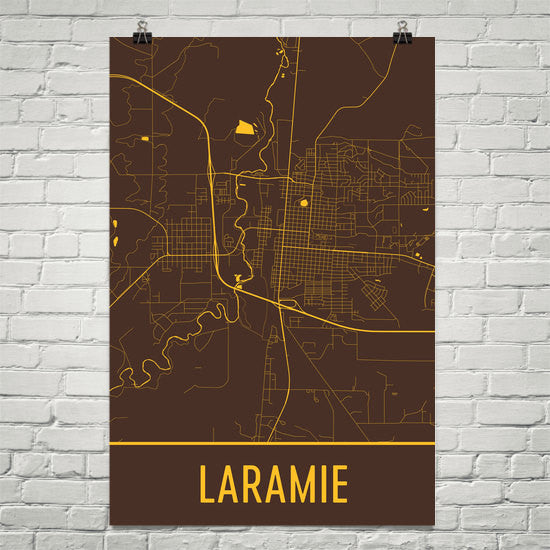 Laramie WY Street Map Poster - Wall Print by Modern Map Art