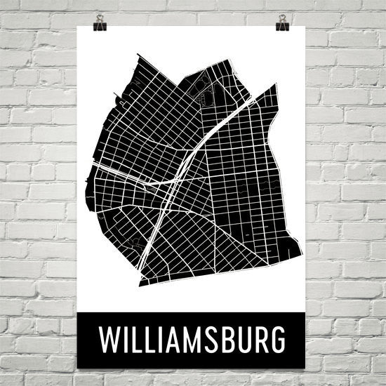 Williamsburg NY Street Map Poster White