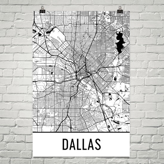 Dallas TX Street Map Poster White