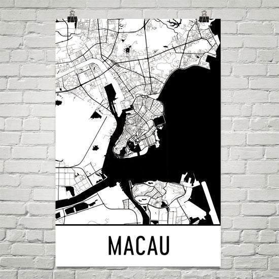 Macau Street Map Poster White