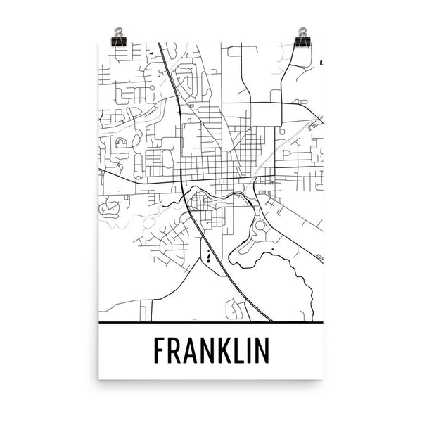 Franklin IN Street Map Poster White
