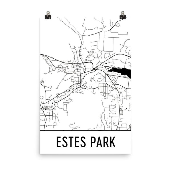 Estes Park Colorado Street Map Poster White