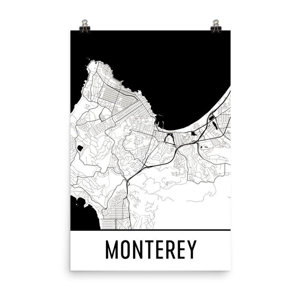 Monterey CA Street Map Poster White