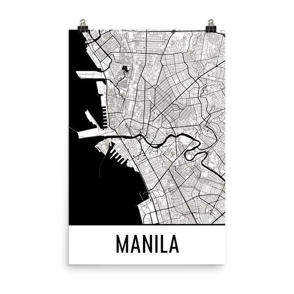 Manila Street Map Poster White