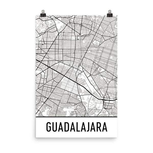 Guadalajara Street Map Poster White