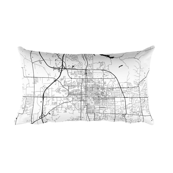 Bloomington black and white throw pillow with city map print 12x20